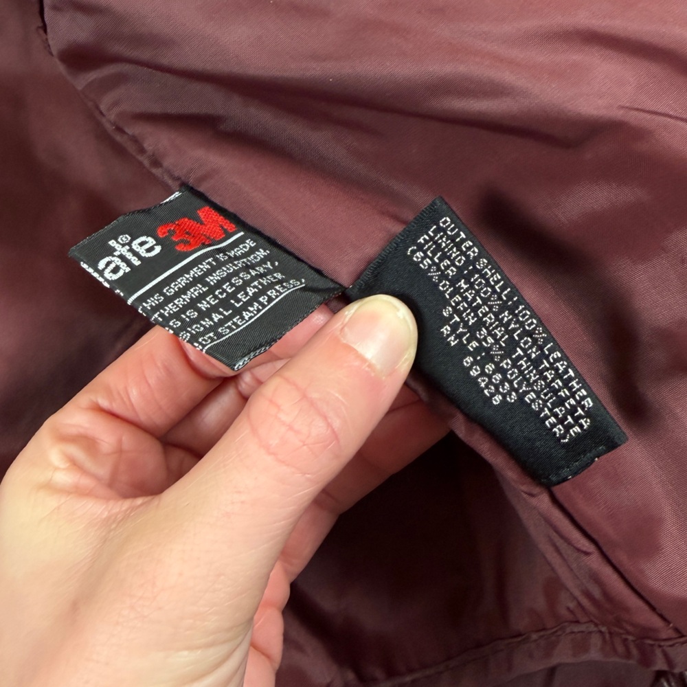 Vintage Byrnes & Baker Burgundy Maroon Genuine Leather Bomber Jacket Mens Medium - Picture 7 of 10